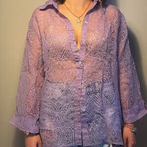 Sheer vintage purple patterned blouse